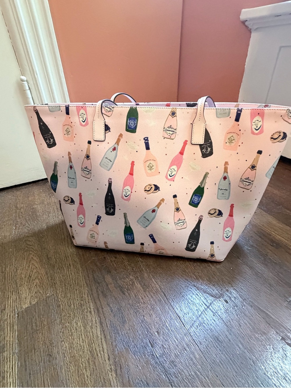 kate spade Pink Champagne Bottle Print Tote - Picture 3 of 6